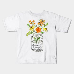 Happiness is being mawmaw floral gift Kids T-Shirt